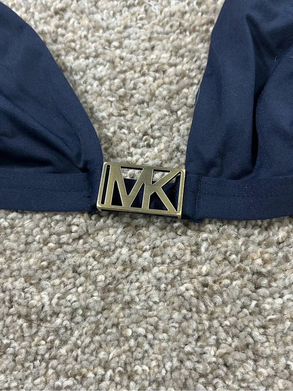 Michael Kors Navy Triangle Bikini with Gold MK Clasp